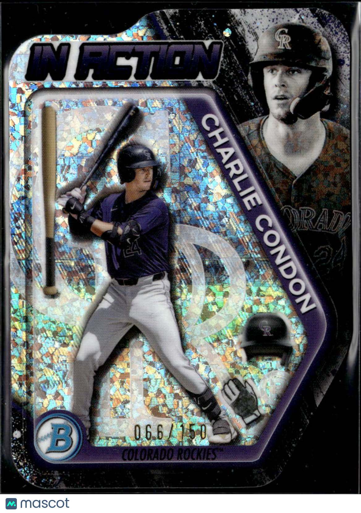 Charlie Condon 2025 Bowman Chrome In Action Mini Diamond 66/150 Colorado Rockies