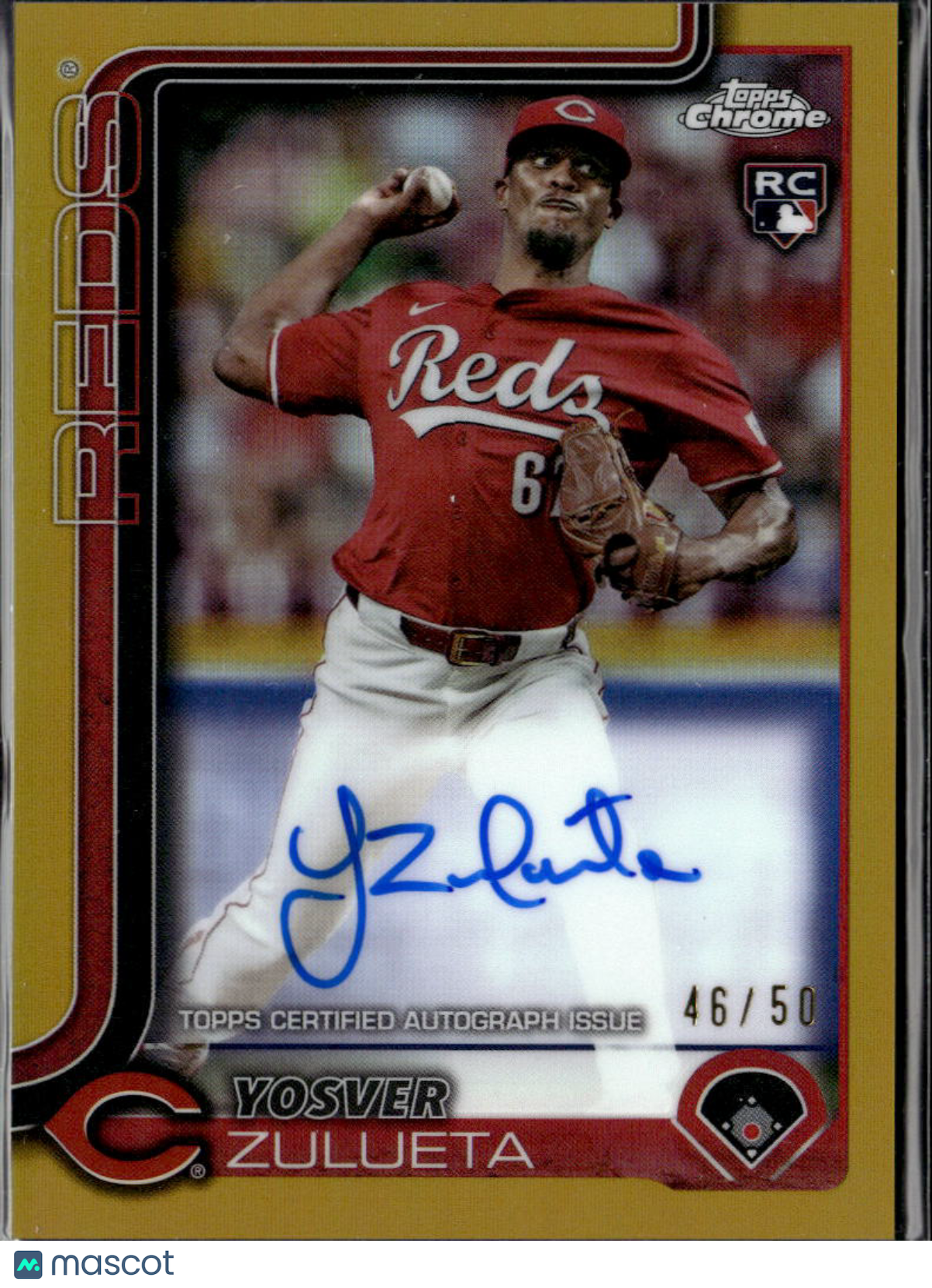 Yosver Zulueta 2025 Topps Chrome GOLD Auto Autograph RC 46/50 Cincinnati Reds