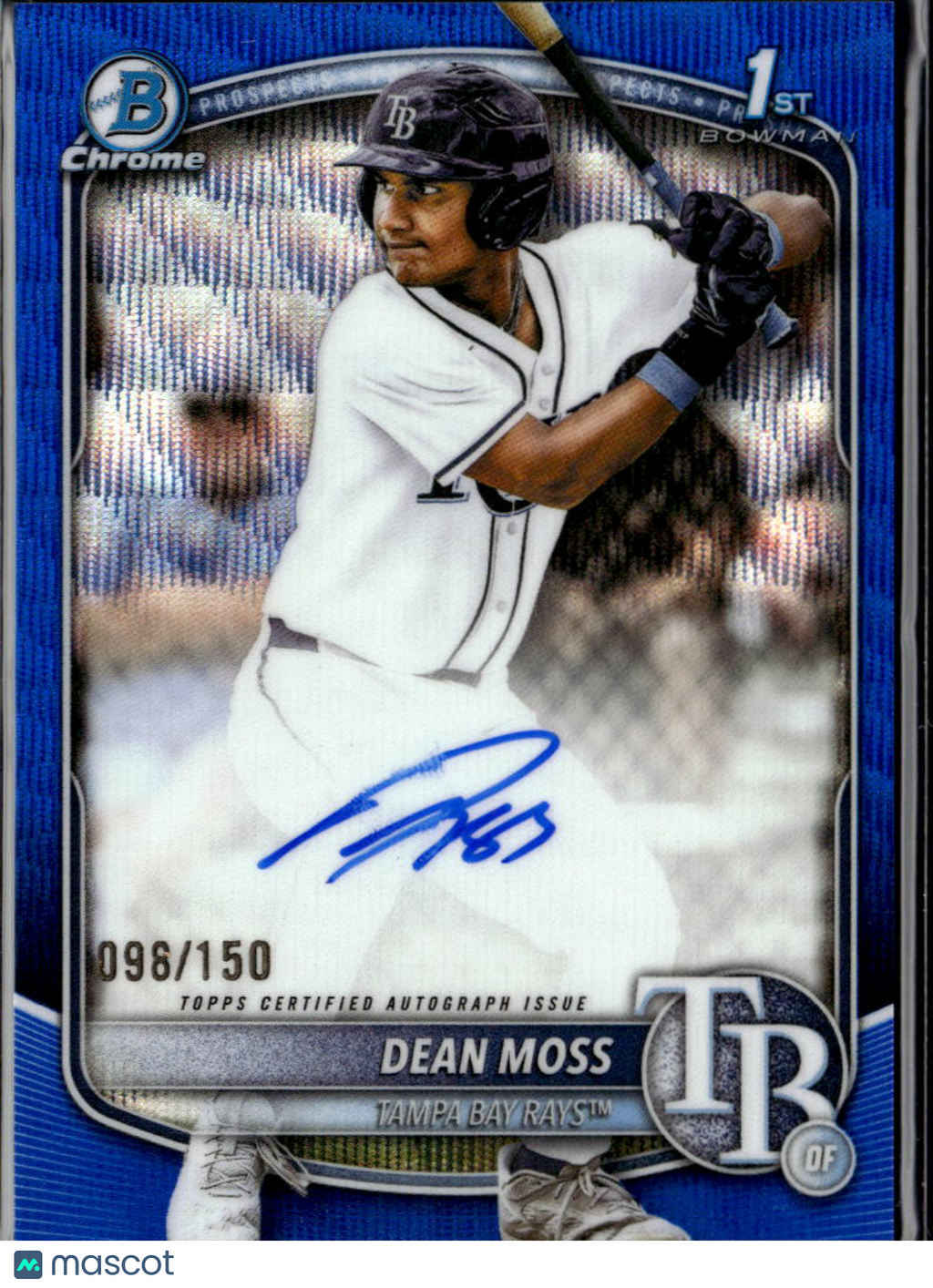 Dean Moss 2025 Bowman Chrome Auto Blue Refractor /150 Tampa Bay Rays