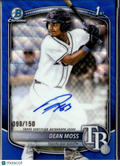 Dean Moss 2025 Bowman Chrome Auto Blue Refractor /150 Tampa Bay Rays