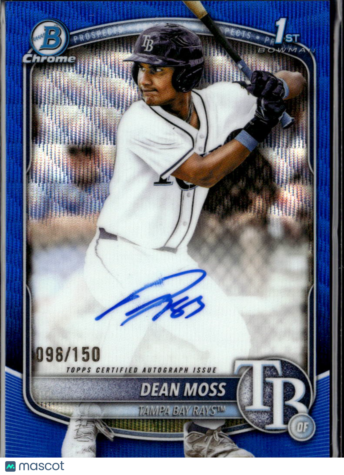 Dean Moss 2025 Bowman Chrome Auto Blue Refractor /150 Tampa Bay Rays
