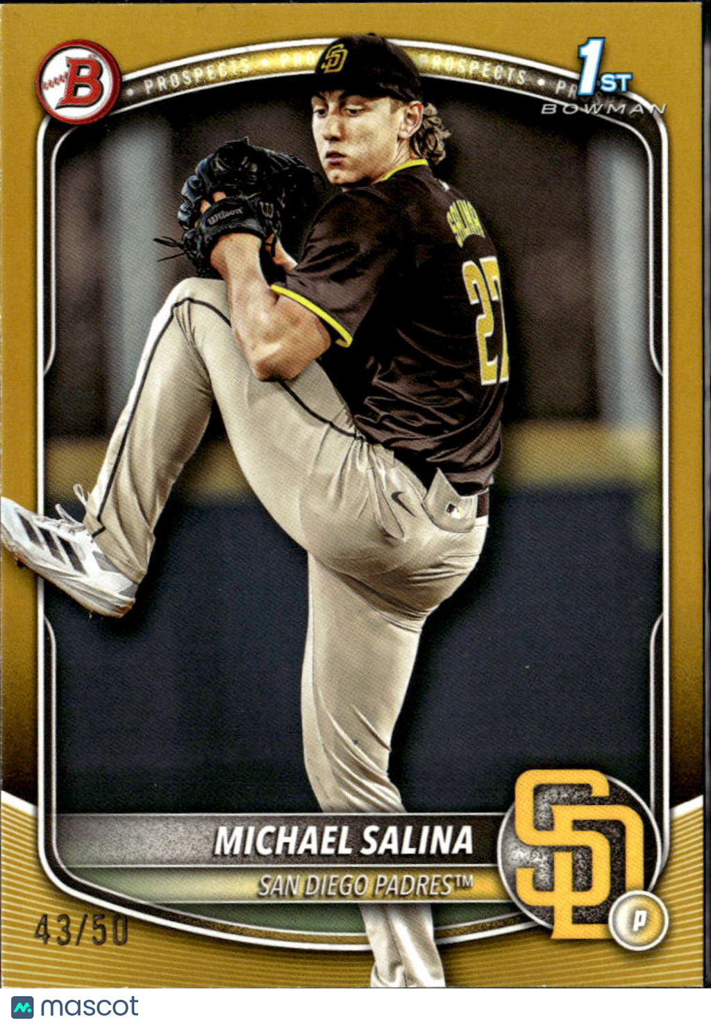 Michael Salina 2025 Bowman Draft 1st GOLD RC 43/50 San Diego Padres
