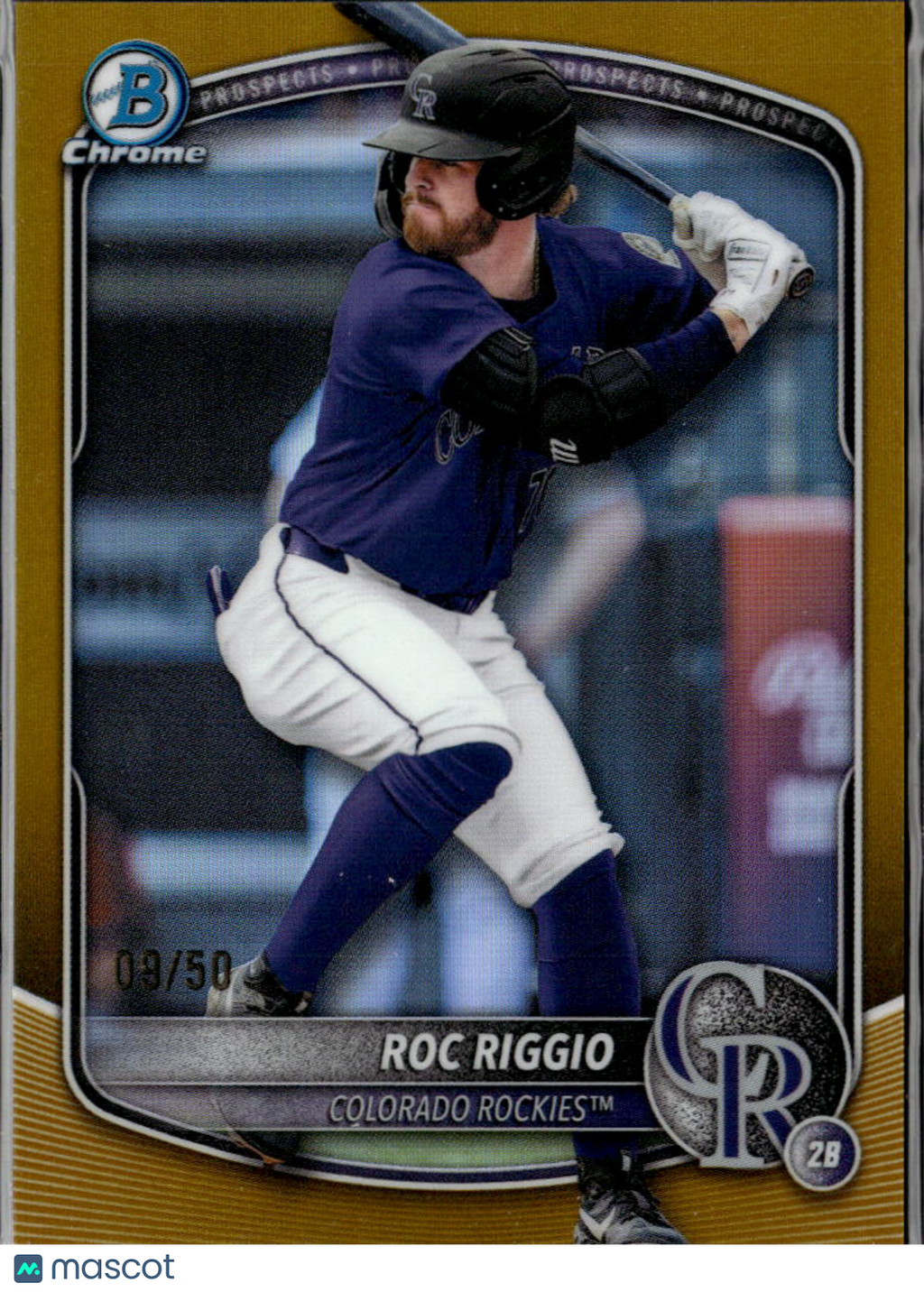 Roc Riggio 205 Bowman Chrome GOLD Refractor 9/50 Colorado Rockies