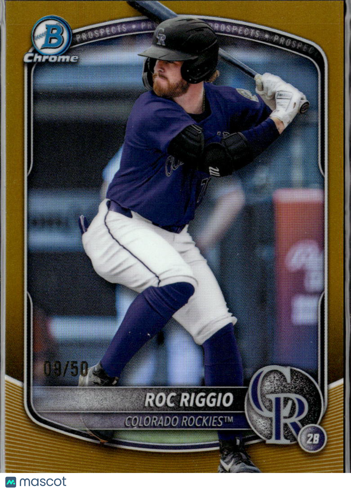 Roc Riggio 205 Bowman Chrome GOLD Refractor 9/50 Colorado Rockies
