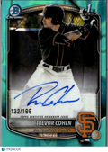 Trevor Cohen 2025 Bowman Chrome 1st Auto Autograph 132/199 San Francisco Giants