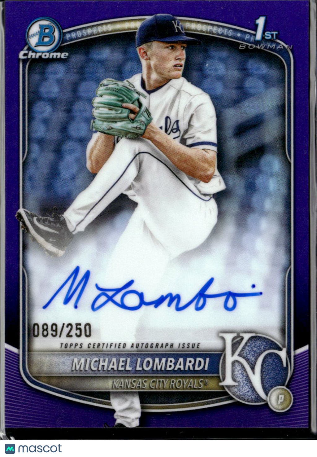 Michael Lombardi 2025 Bowman Chrome 1st Auto Autograph 89/250 Kansas City Royals