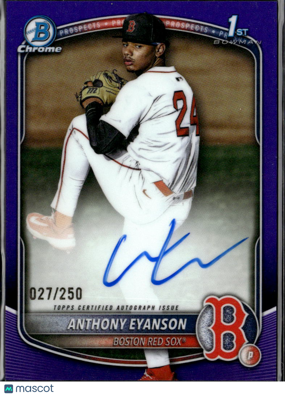 Anthony Eyanson 2025 Bowman Chrome 1st Auto Autograph 27/250 Boston Red Sox