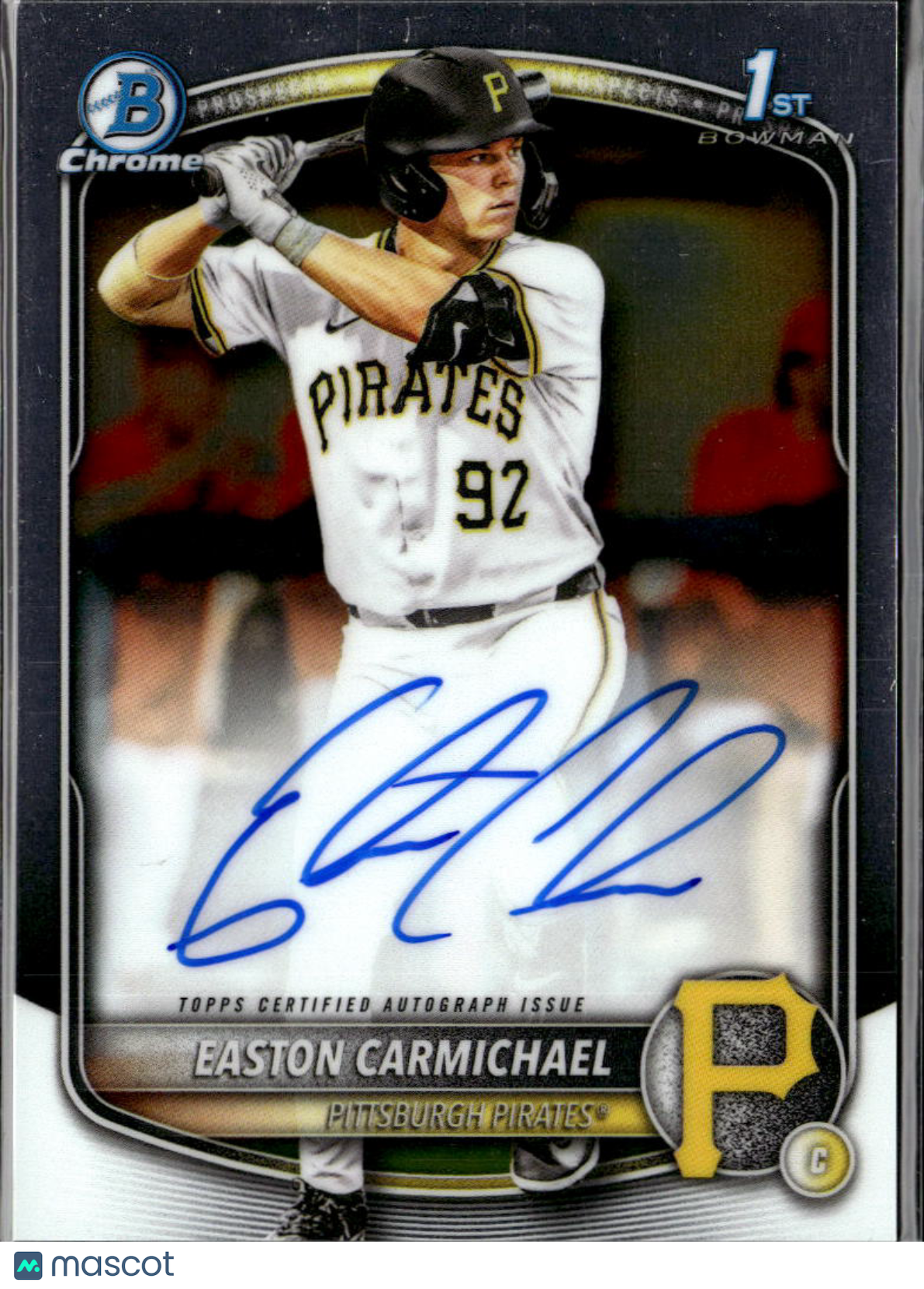 Easton Carmichael 2025 Bowman Chrome 1st Auto Autograph RC Pittsburgh Pirates