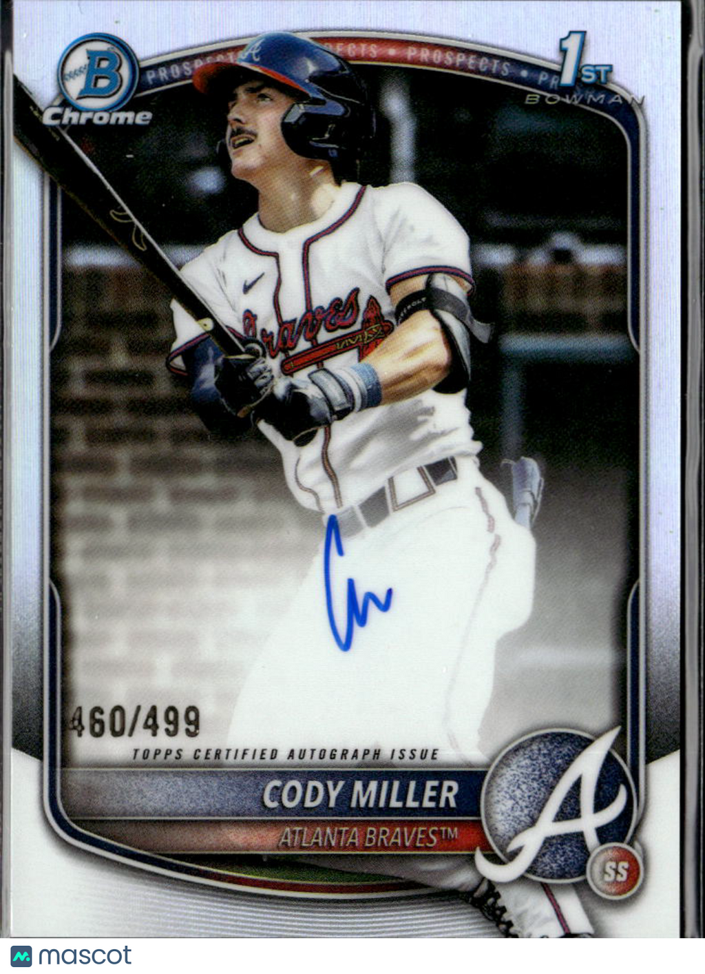 Cody Miller 2025 Bowman Chrome 1st Auto Autograph 460/499 Atlanta Braves