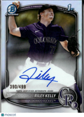 Riley Kelly 2025 Bowman Chrome 1st Auto Autograph 390/499 Colorado Rockies