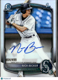 Nick Becker 2025 Bowman Chrome 1st Auto Autograph 464/499 Seattle Mariners