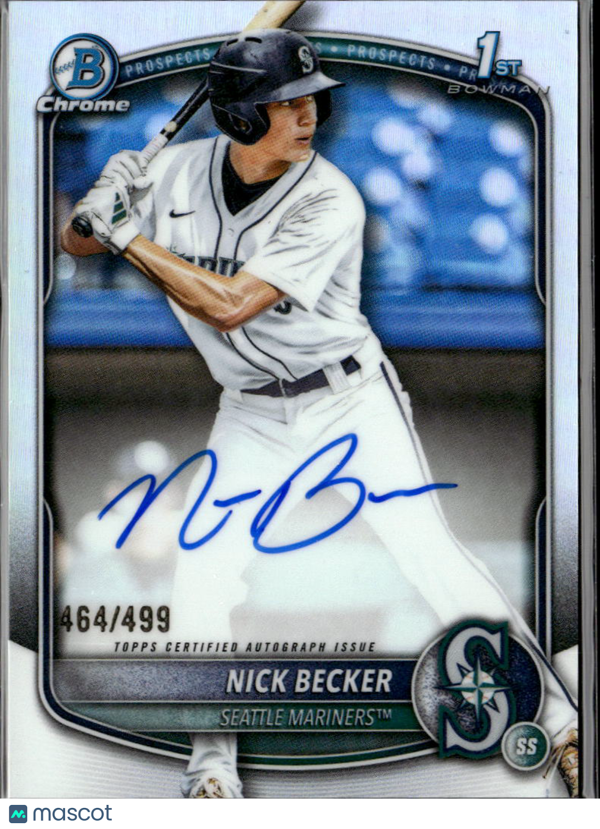 Nick Becker 2025 Bowman Chrome 1st Auto Autograph 464/499 Seattle Mariners