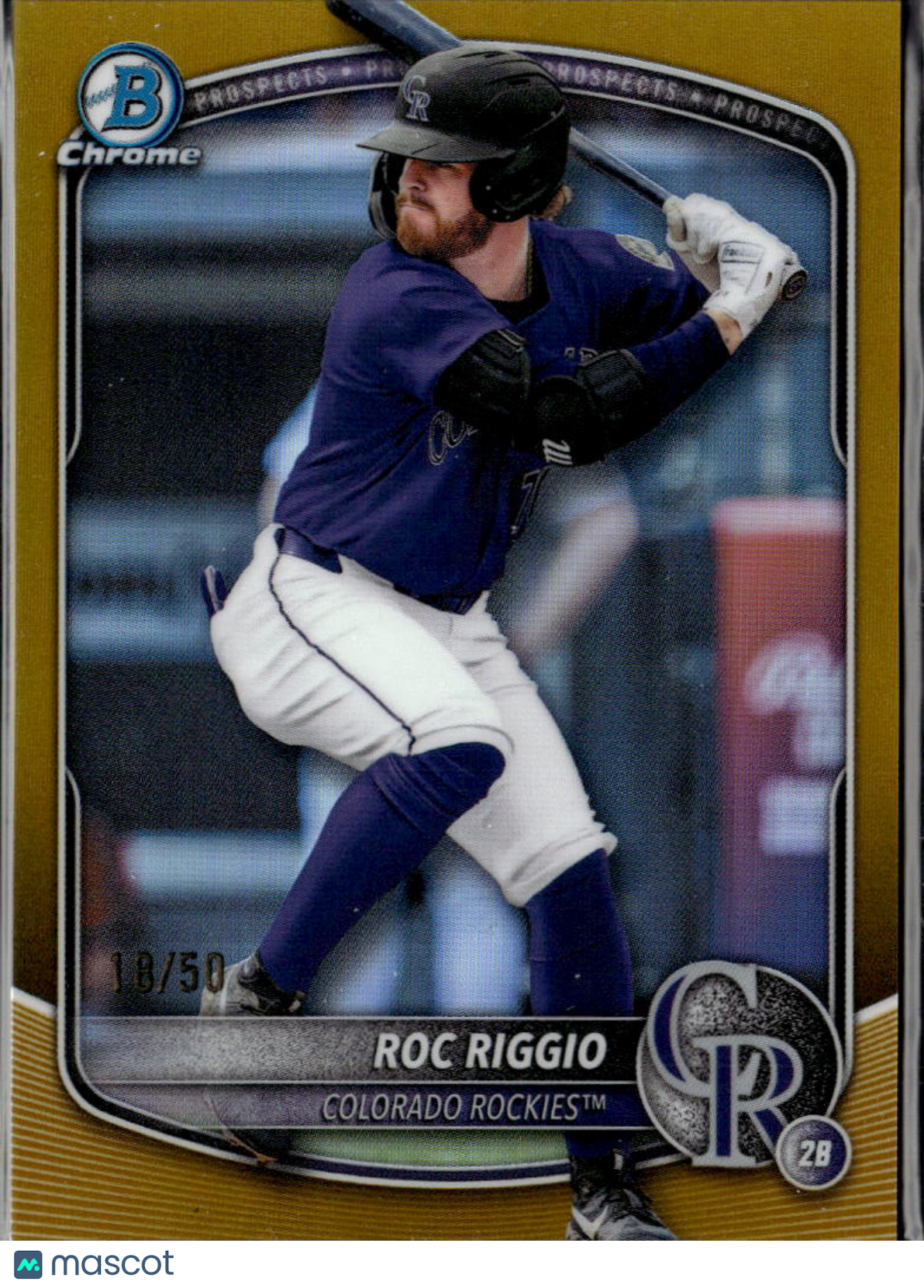 Roc Riggio 205 Bowman Chrome GOLD Refractor 9/50 Colorado Rockies