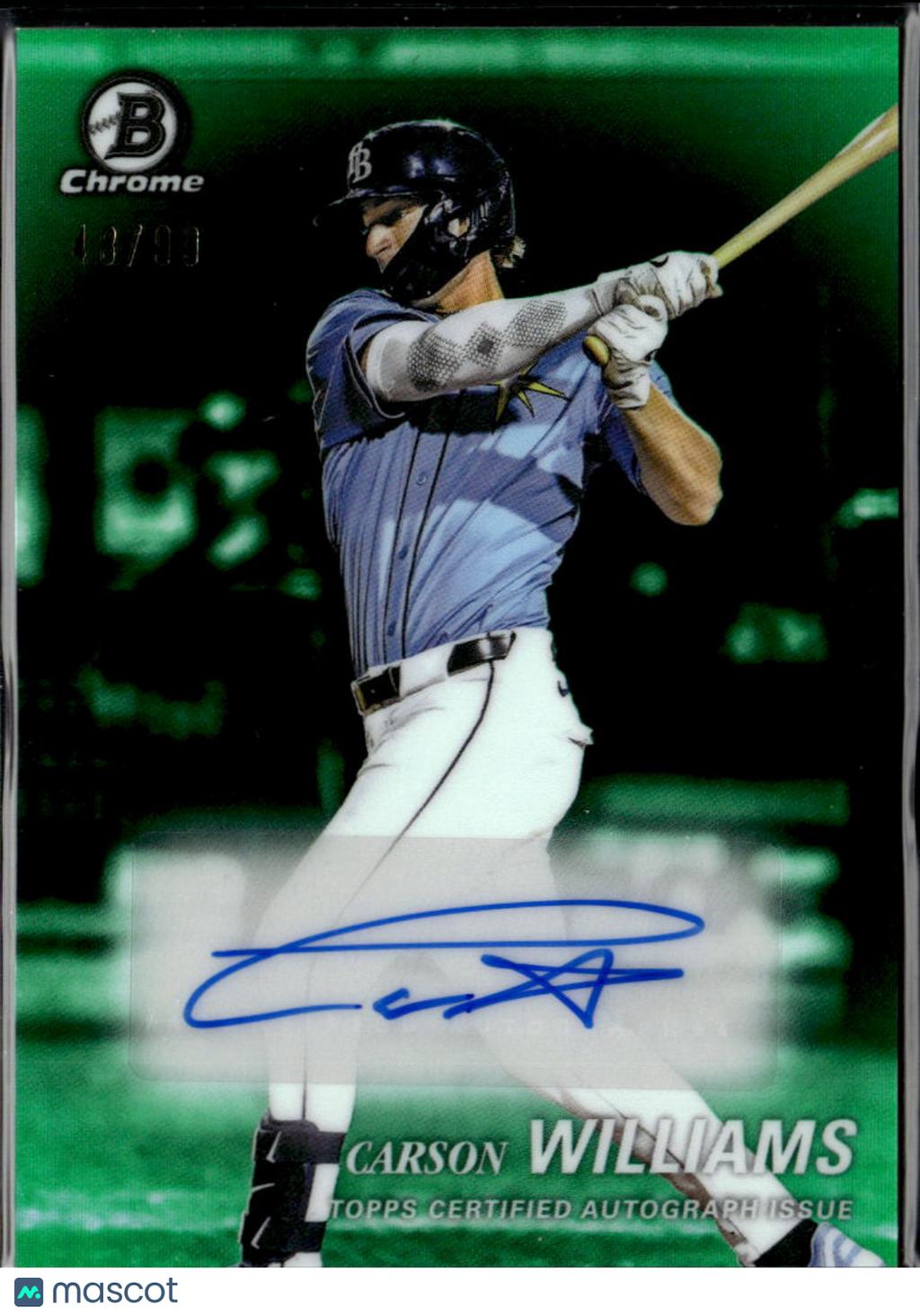 Carson Williams 2025 Bowman Chrome Auto Autograph 48/99 Tampa Bay Rays