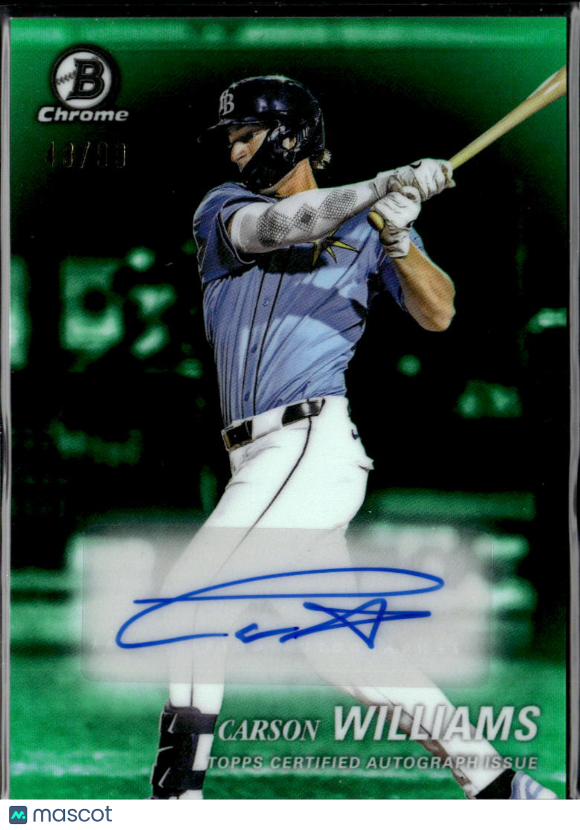 Carson Williams 2025 Bowman Chrome Auto Autograph 48/99 Tampa Bay Rays