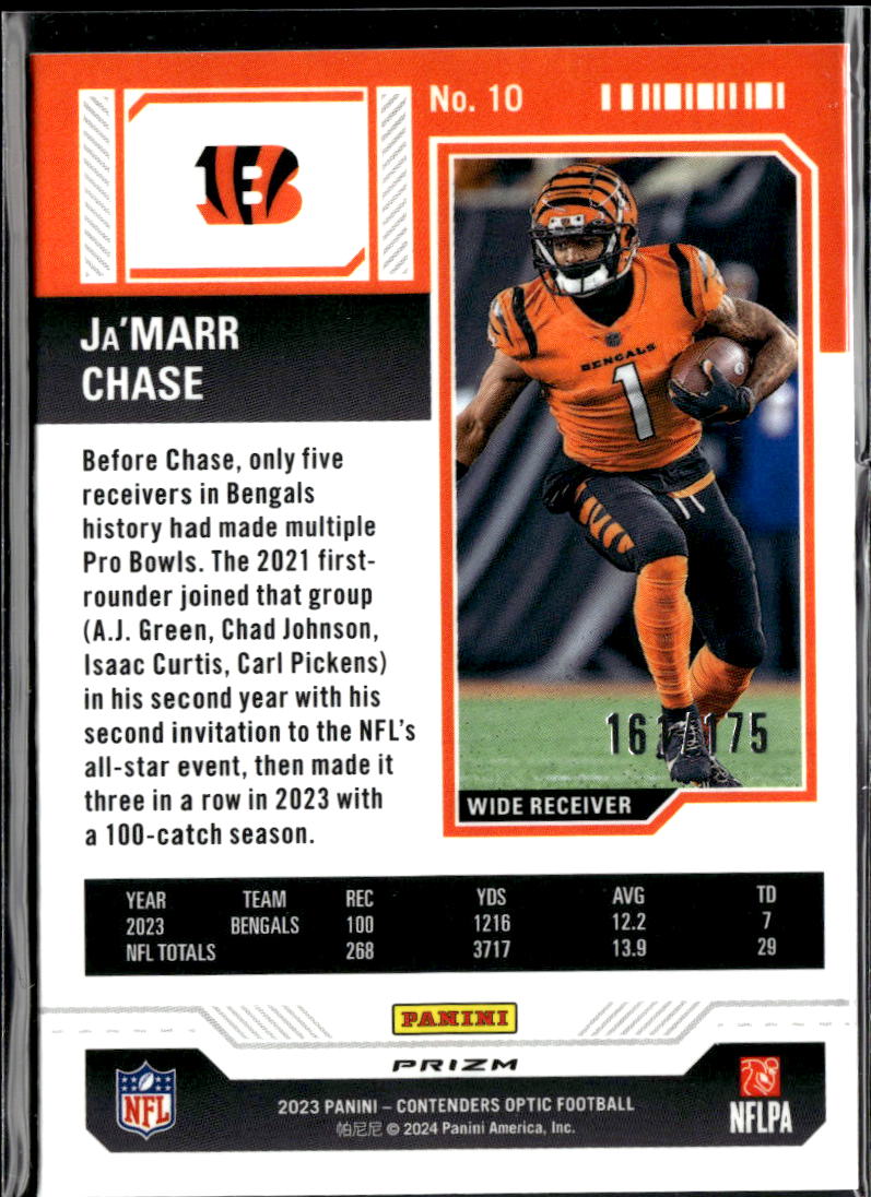 Ja'Marr Chase 2023 Contenders Optic Red Prizm 161/175 Cincinnati Bengals