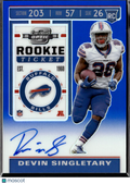 Devin Singletary 2019 Contenders Optic Auto Autograph RC Blue /75 Buffalo Bills