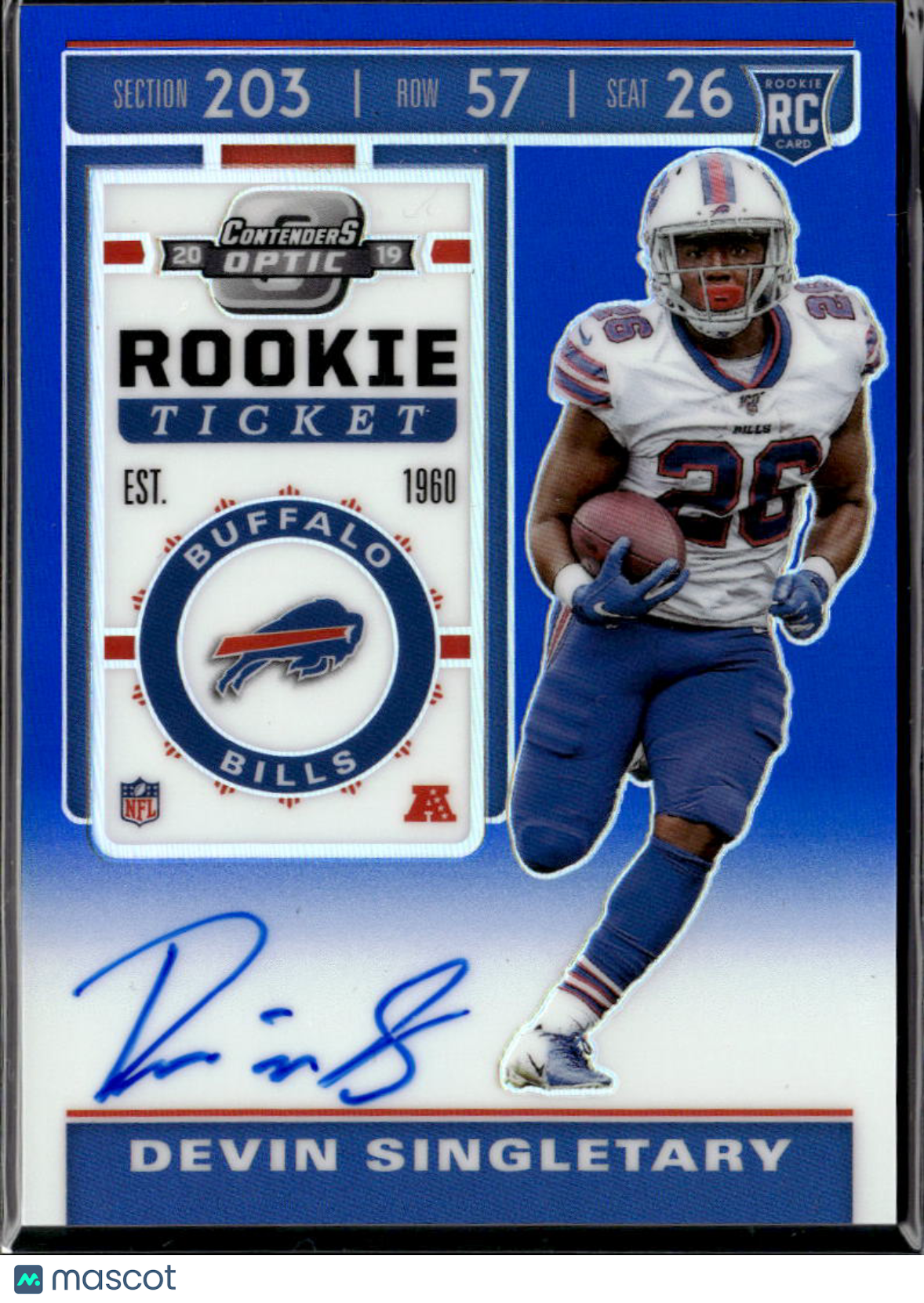 Devin Singletary 2019 Contenders Optic Auto Autograph RC Blue /75 Buffalo Bills