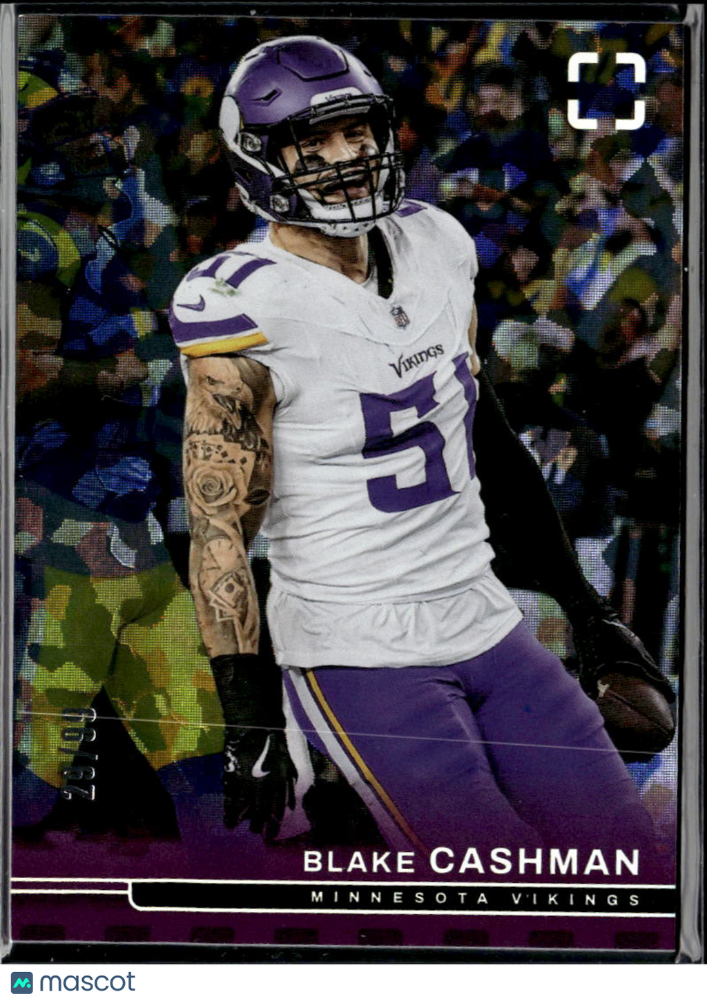 Blake Cashman 2025 Photogenic Purple Parallel 29/99 Minnesota Vikings