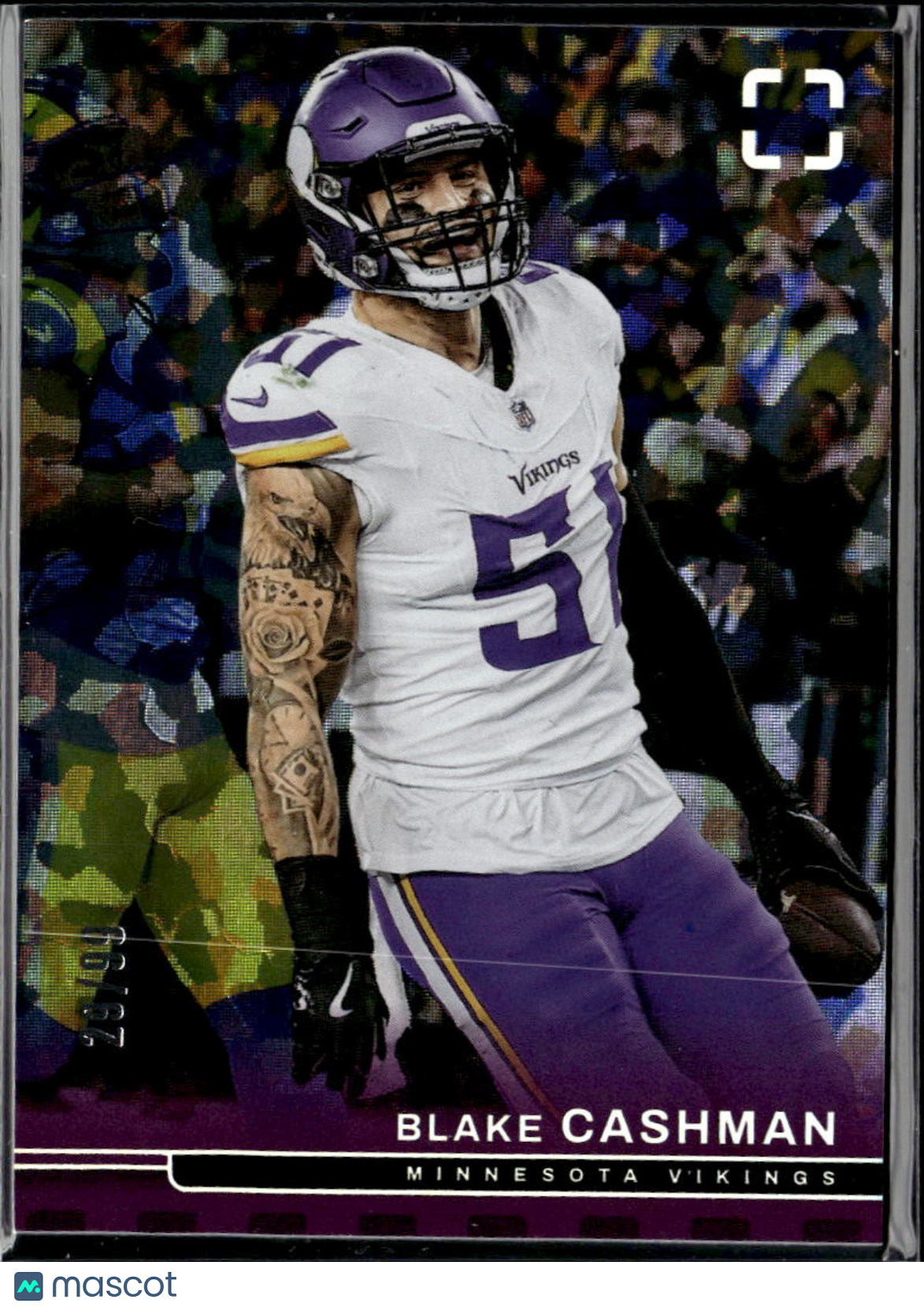 Blake Cashman 2025 Photogenic Purple Parallel 29/99 Minnesota Vikings