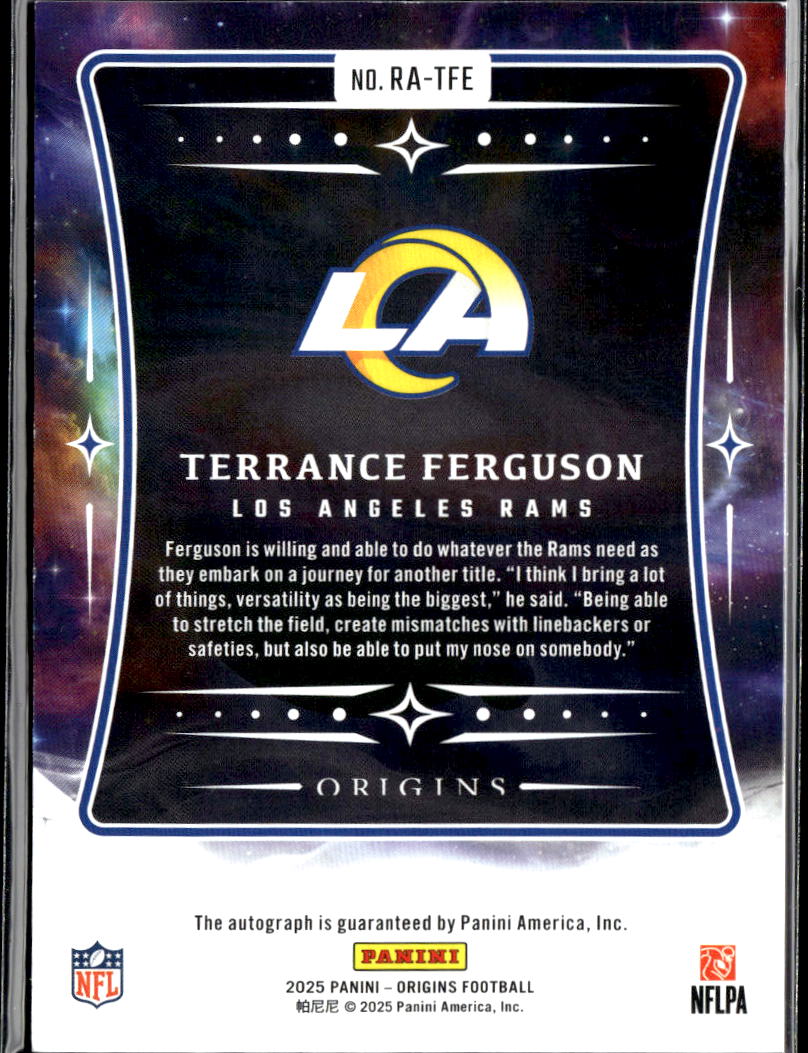 Terrance Ferguson 2025 Origins Auto Autograph RC Los Angeles Rams