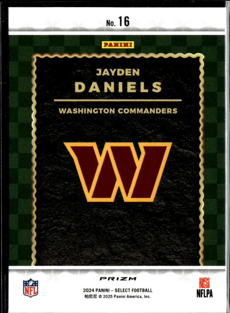 Jayden Daniels 2024 Select Score Throwback Silver Prizm RC Washington Commanders