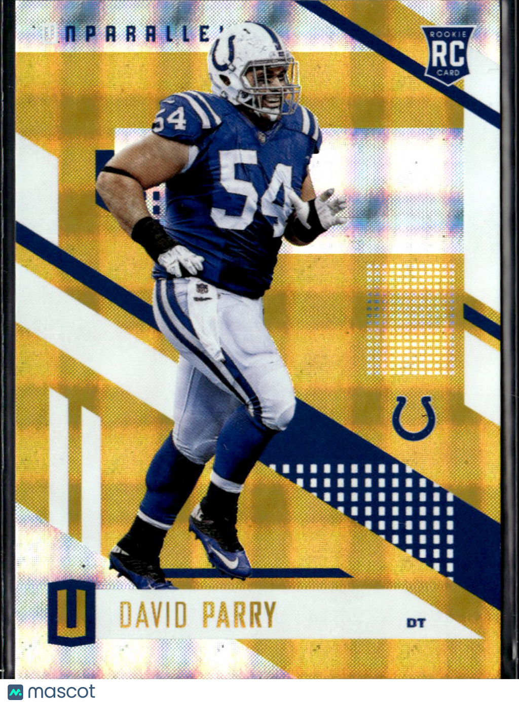 David Parry 2017 Unparalleled Yellow Hyperplaid Rookie RC 164/199 Colts
