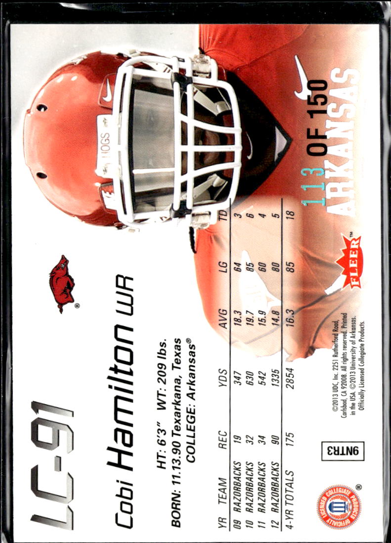 Cobi Hamilton 2013 Fleer Retro Flair Showcase RC Legacy 113/150 Arkansas
