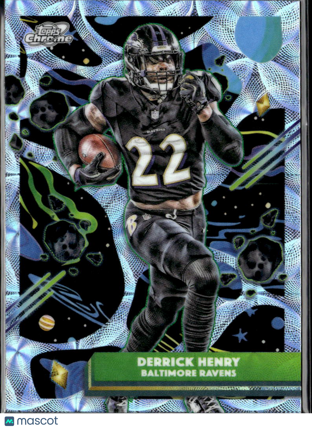 Derrick Henry 2025 Topps Chrome Cosmic Nucleus Refractor SSP Baltimore Ravens