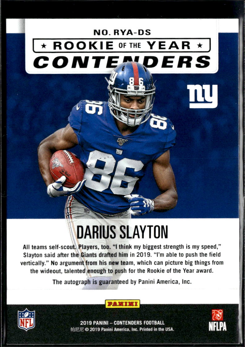 Darius Slayton 2019 Contenders Rookie Auto Autograph /99 New York Giants