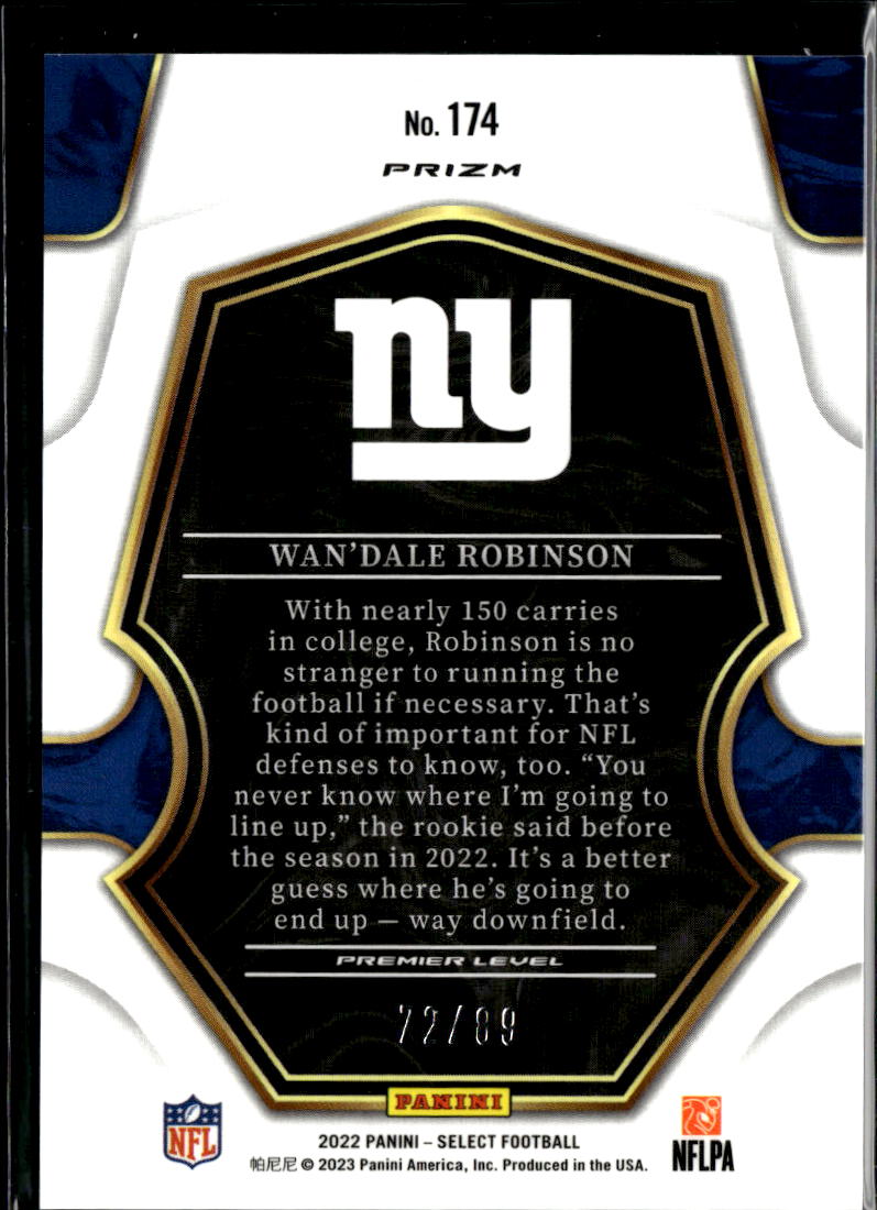 Wan'Dale Robinson 2022 Select Dragon Scale Prizm Rookie RC 72/89 New York Giants
