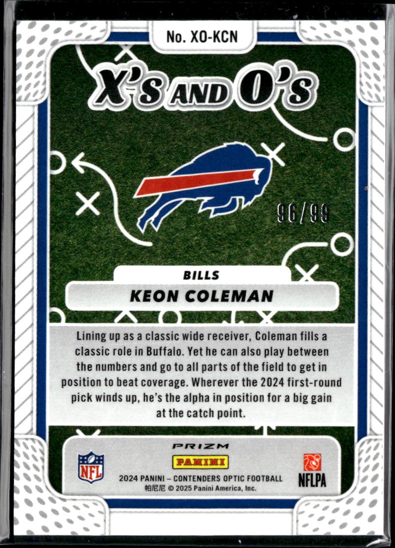 Keon Coleman 2025 Panini Contenders Optic X's and O's RC Blue /96 Buffalo Bills