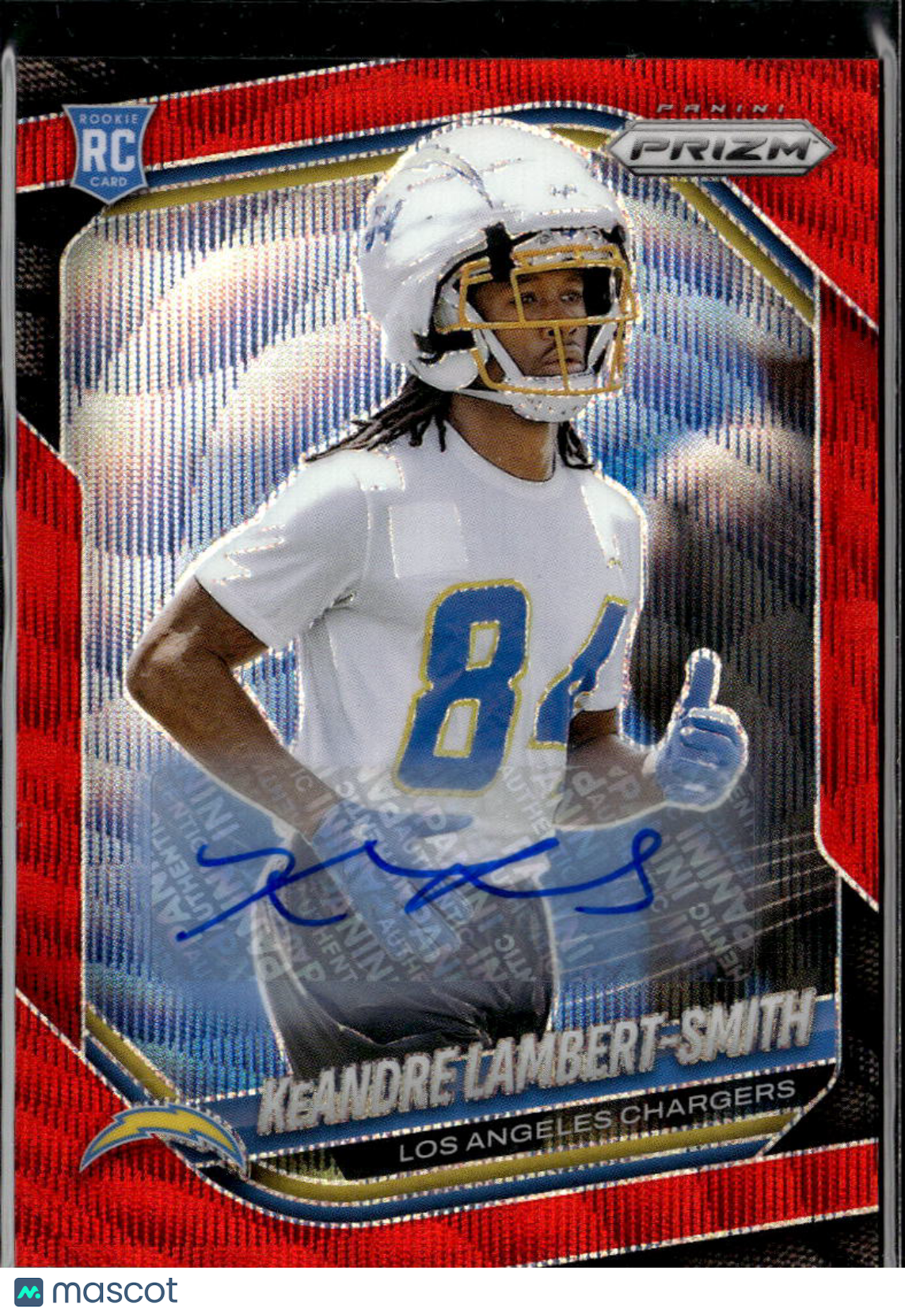 Keandre Lambert-Smith 2025 Prizm Auto Autograph RC Red 14/149 Chargers