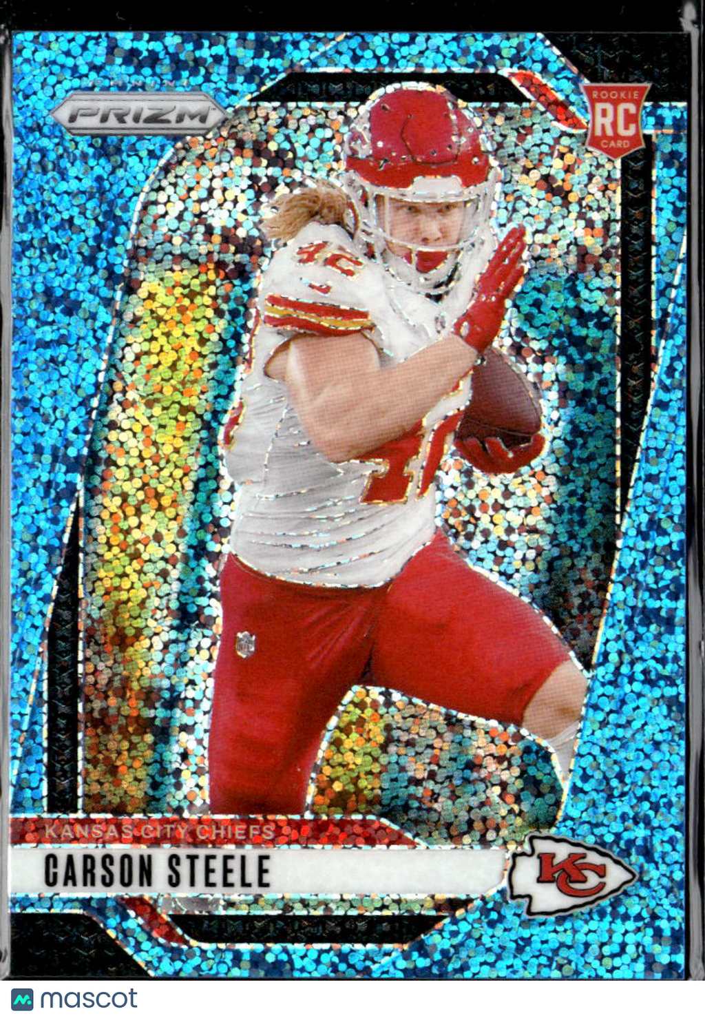Carson Steele 2024 Prizm Blue Sparkle Prizm Rookie RC 71/96 Kansas City Chiefs