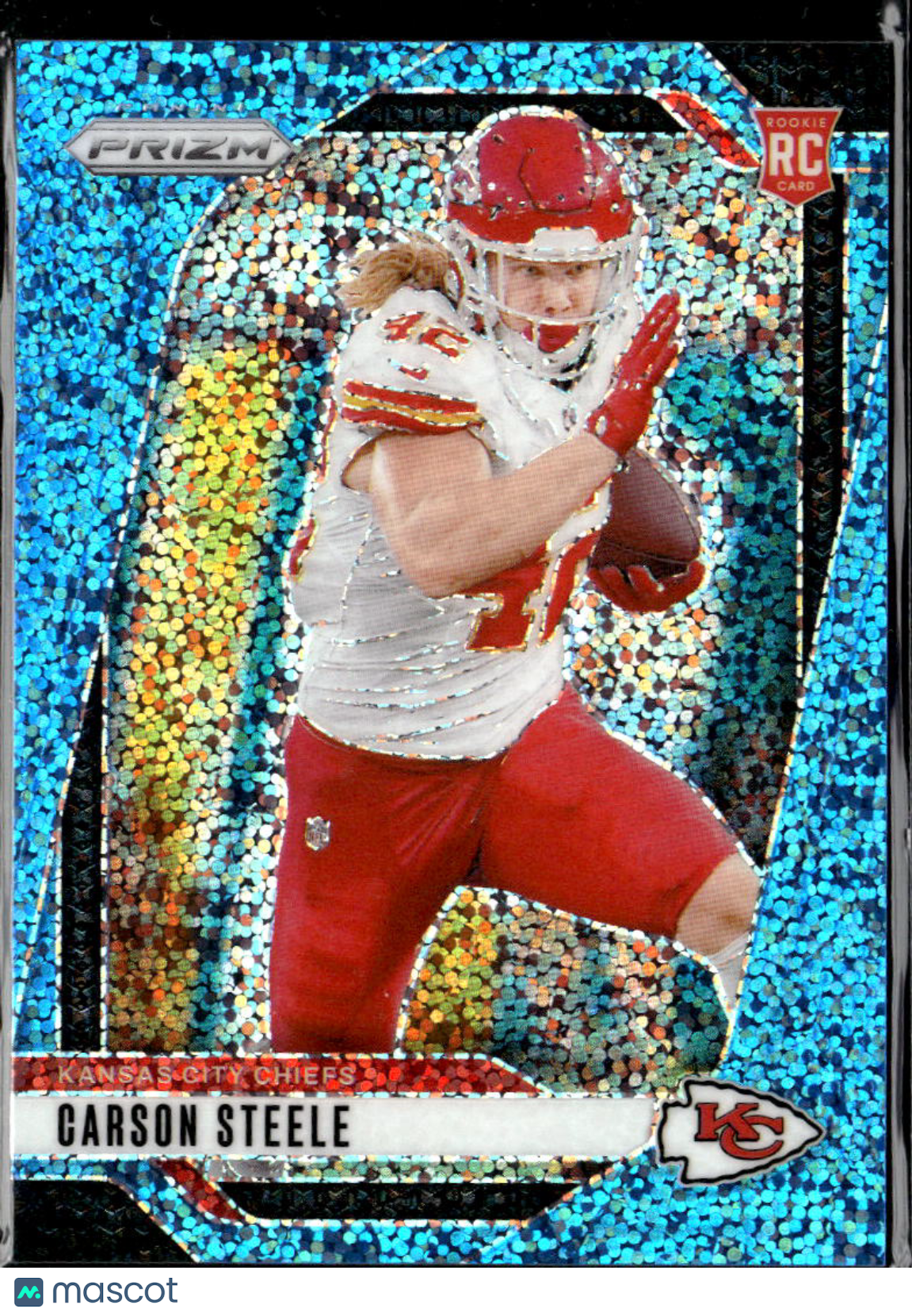 Carson Steele 2024 Prizm Blue Sparkle Prizm Rookie RC 71/96 Kansas City Chiefs