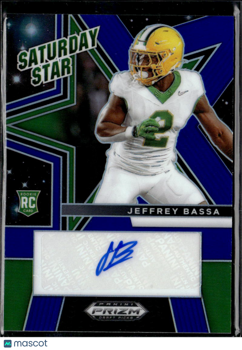 Jeffrey Bassa 2025 Prizm Draft Auto Autograph RC 45/249 Oregon Ducks