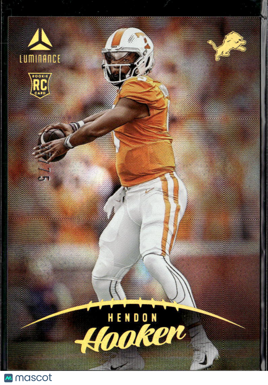 Hendon Hooker 2023 Luminance Black Rookie RC 37/75 Detroit Lions