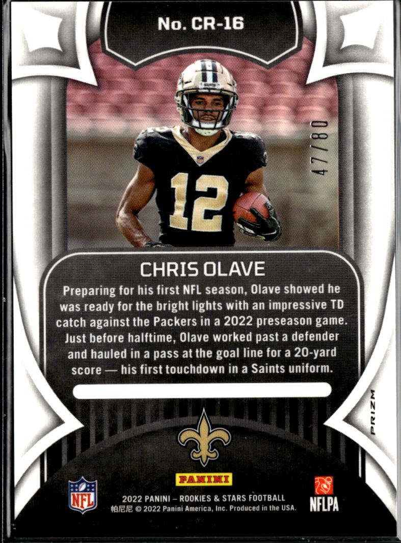 Chris Olave 2022 Rookies & Stars Crusade RC Red Prizm /80 New Orleans Saints