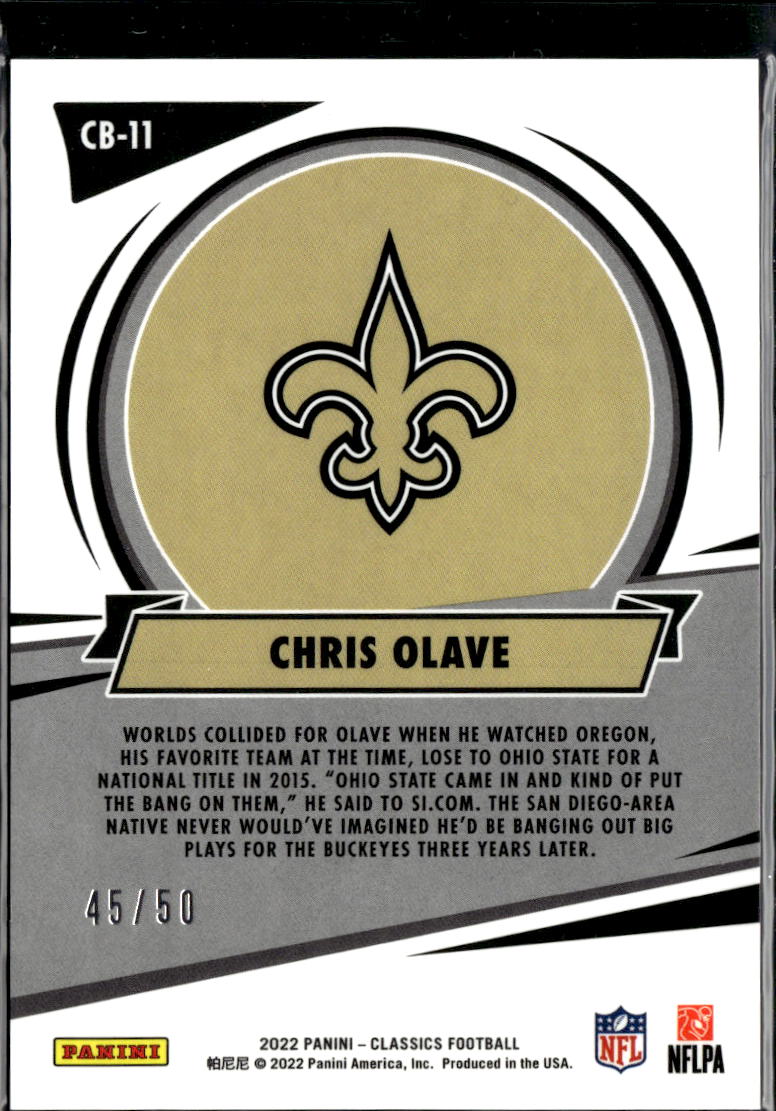 Chris Olave 2022 Classics Beginnings Red RC 45/50 New Orleans Saints