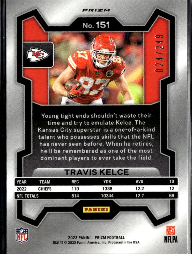 Travis Kelce 2023 Prizm Orange Prizm 24/249 Kansas City Chiefs