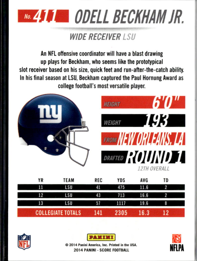 Odell Beckham Jr. 2014 Score Hot Rookies RC Red 134/149 New York Giants
