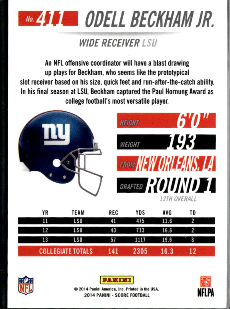 Odell Beckham Jr. 2014 Panini Score Hot Rookies RC Red /149 New York Giants