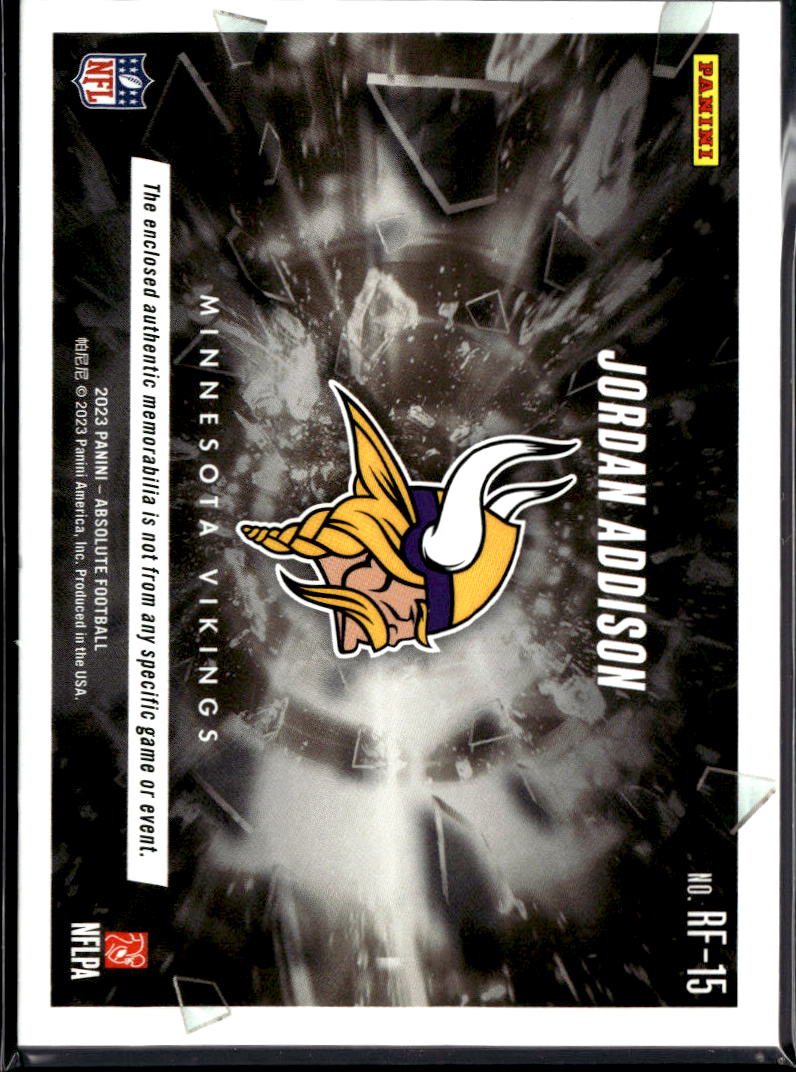 Jordan Addison 2023 Absolute 2 Color Jersey Patch RC 18/99 Minnesota Vikings