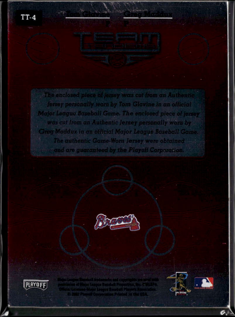 Greg Maddux / Tom Glavine 2012 Absolute Game Worn Jersey Patch Braves