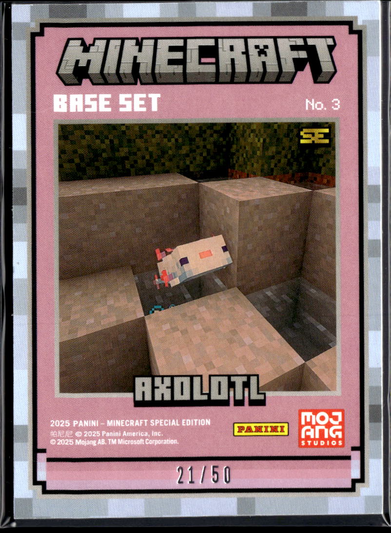 Axolotl 2025 Panini Minecraft Special Edition GOLD 21/50 #3