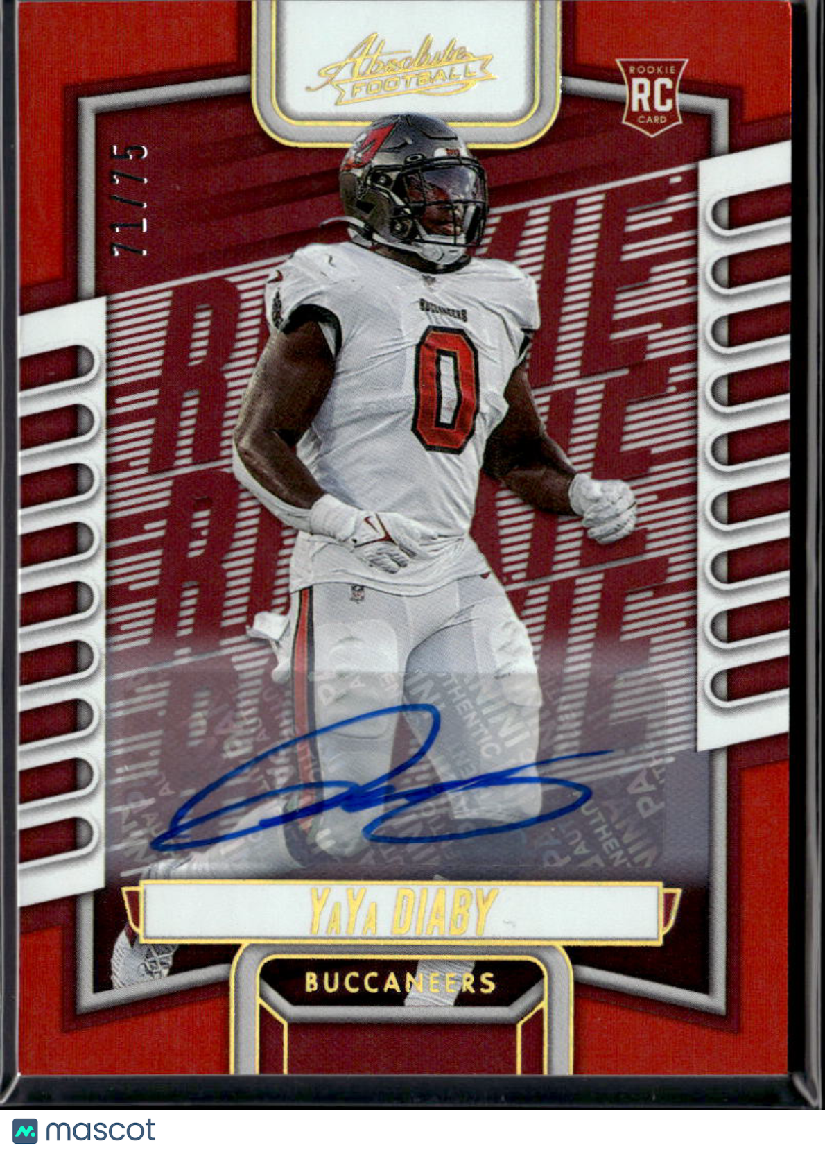 YaYa Diaby 2023 Absolute Auto Autograph RC 71/75 Tampa Bay Buccaneers