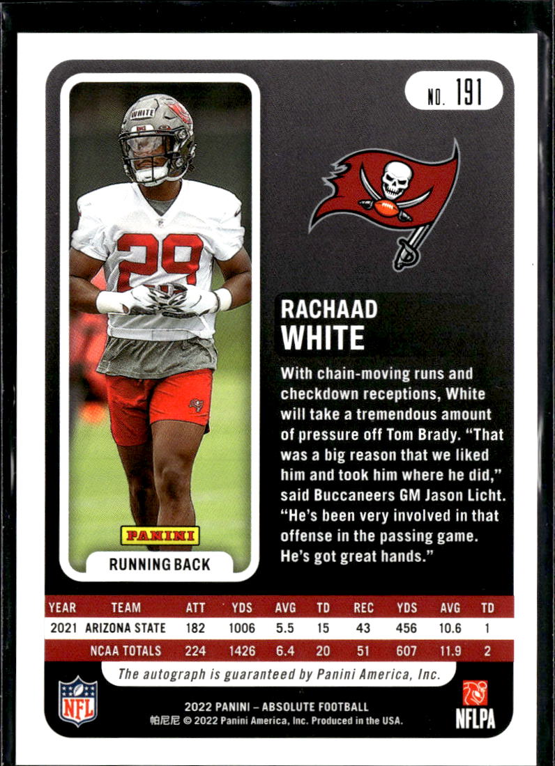 Rachaad White 2022 Absolute Auto Autograph RC 12/35 Tampa Bay Buccaneers