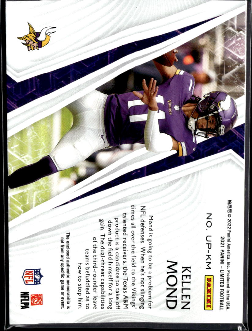 Kellen Mond 2021 Limited Jersey Patch Rookie RC 6/20 Minnesota Vikings