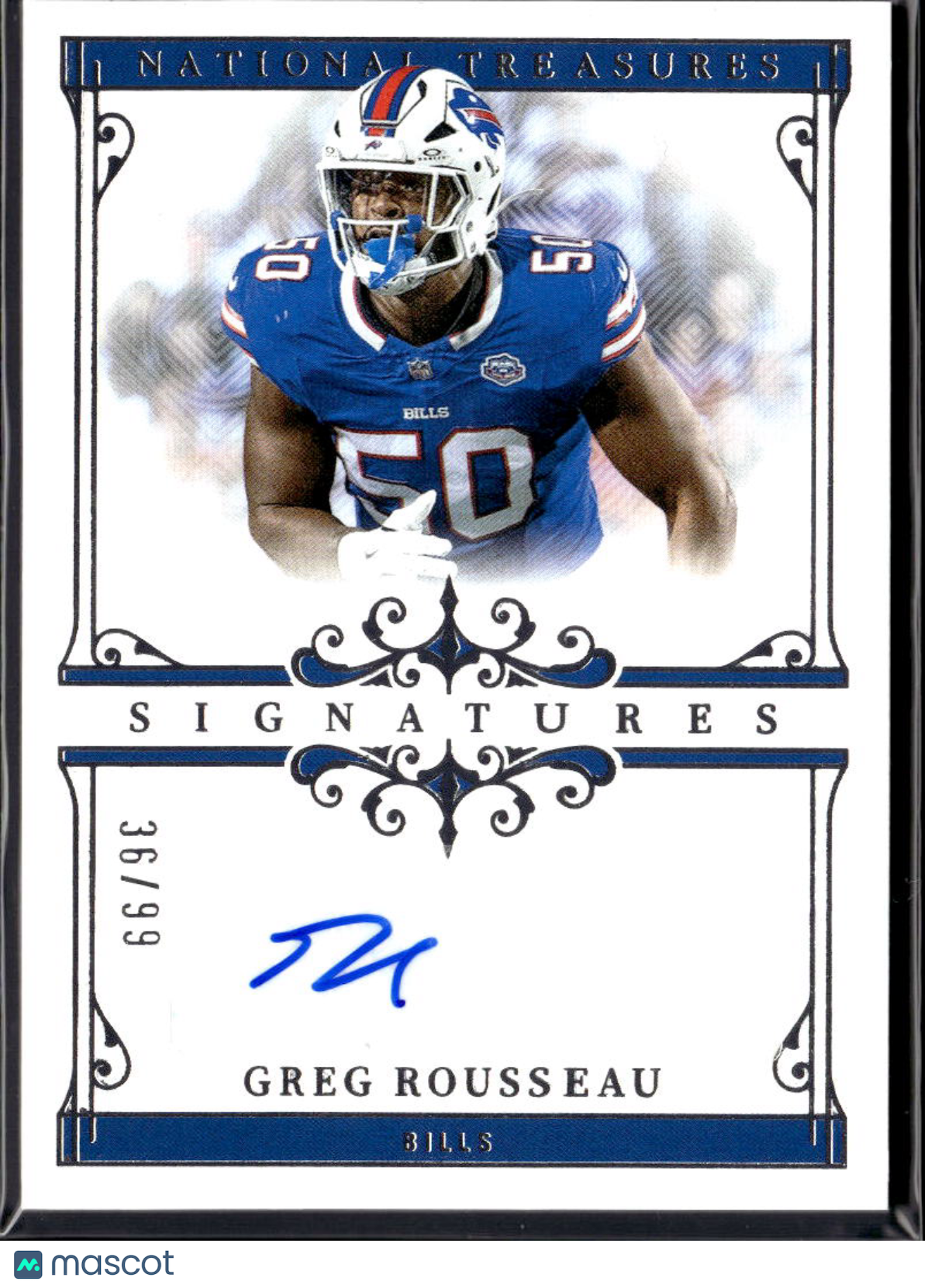 Greg Rousseau 2025 National Treasures Auto Autograph 36/99 Buffalo Bills