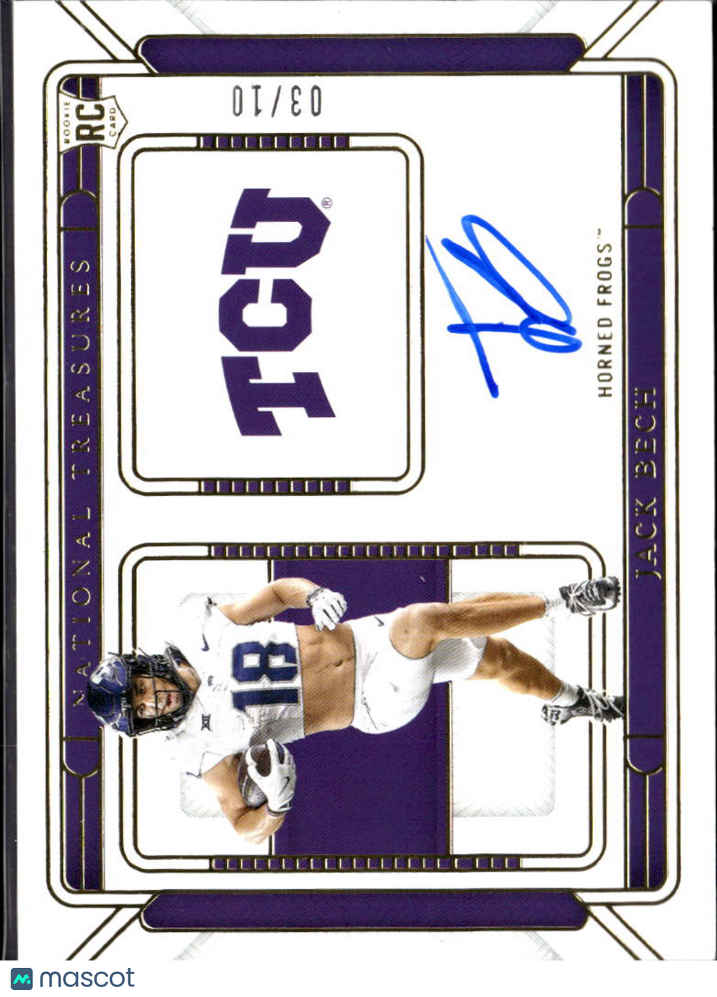 Jack Bech 2025 National Treasures Auto Autograph RC Rookie GOLD TCU 3/10